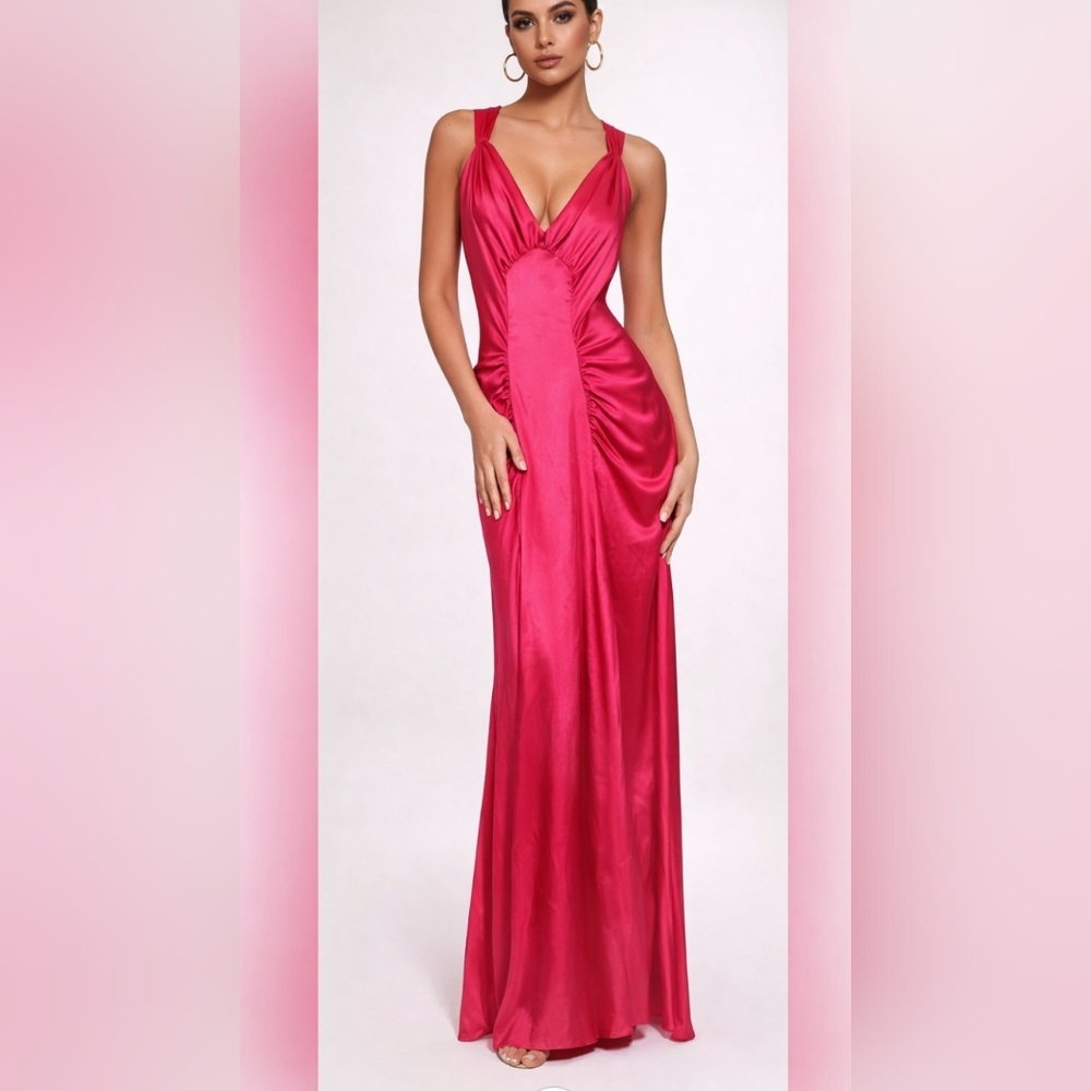 Fiesta Evening Gown, floor length, Gathered Sides And Straps, Size medium